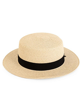 Шляпа 56-58см пляжная канотье молочный полиэстер 000000000001227477