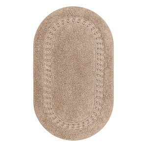 Коврик для ванной 60x100см DE'NASTIA овал кружево2 бежевый хлопок 100% 000000000001219249