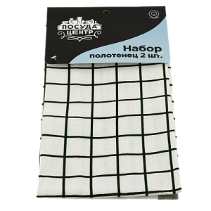 Набор полотенец 2шт ПОСУДА ЦЕНТР 35x61см клетка зеленая 100%Хлопок PC02352 000000000001200506