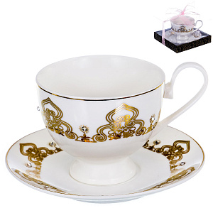 Чайная пара (чашка 230мл) BALSFORD Passion подарочная упаковка с бантом фарфор 000000000001193948