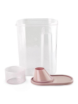 Контейнер 2,5л для сыпучих продуктов/для кормов с дозатором розовый полипропилен 000000000001227841