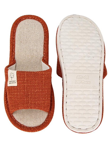 Тапочки домашние 40-41 женские открытые текстильные терракотовый полиэстер/ПВХ 000000000001228898
