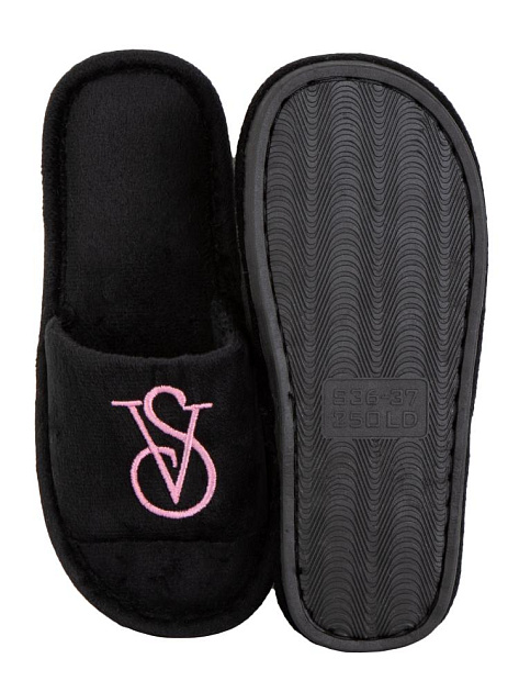 Тапочки домашние 36-37 женские VS открытые черный полиэстер/ПВХ 000000000001228830