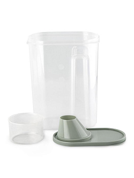 Контейнер 2,5л для сыпучих продуктов/для кормов с дозатором серый полипропилен 000000000001227839