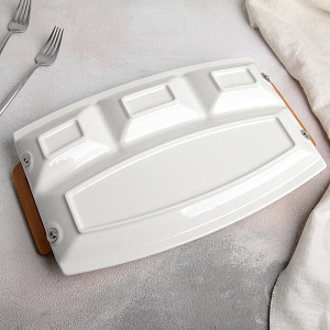 Менажница 4 ячейки 36,5х23х4,5см Эстет белый керамика 000000000001210819