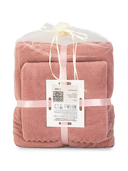 Набор полотенец 35х75см+140х70см розовый микрофибра полиэстер 000000000001218069