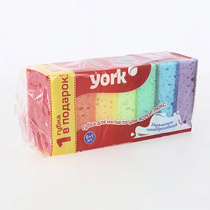 Губки для мытья посуды 6+1шт YORK Колор Люкс с увеличенным пенообразованием крупнопористый поролон 000000000001206566