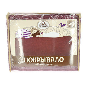 Покрывало DE'NASTIA Палермо двустороннее 240х260см атласный/матовый бордовый геом T070069 000000000001121095