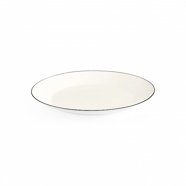Тарелка десертная 18,9см DE'NASTIA белая с черной каймой стеклокерамика 000000000001218964