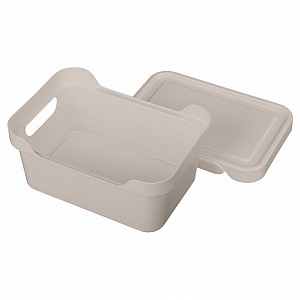 Ящик 27х19х12см 4,6л ECONOVA LUXE универсальный с крышкой светло-бежевый пластик 000000000001206119