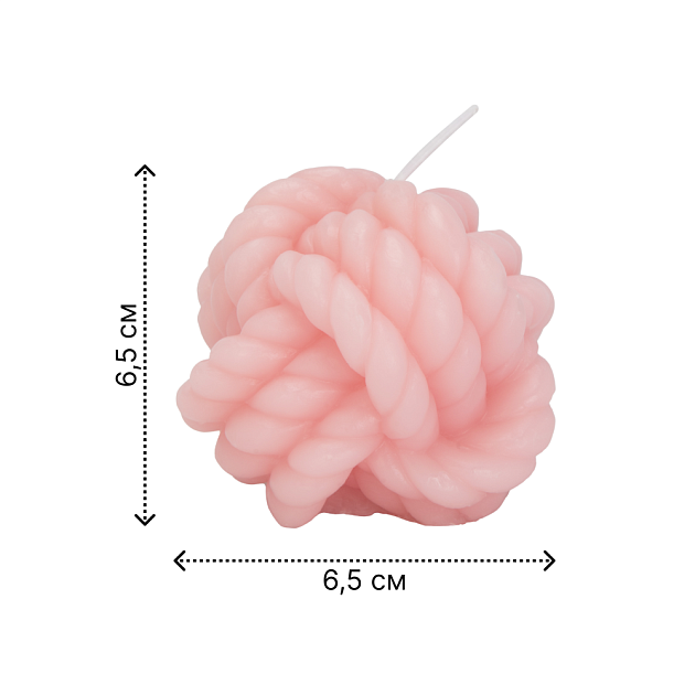 Свеча 6,5х6,5см Клубок розовая 000000000001222712