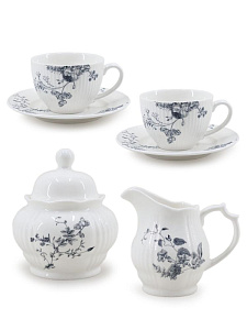 Набор столовой посуды DE'NASTIA Флер Графит белый фарфор CE00598 000000000001229636