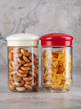 Банка для сыпучих продуктов 660мл FACKELMANN Style серая крышка стекло 000000000001194380