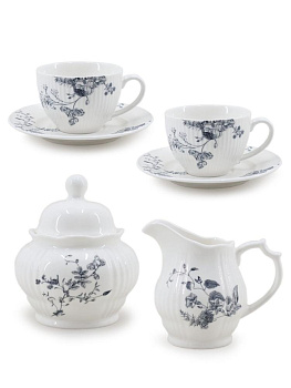 Набор столовой посуды DE'NASTIA Флер Графит белый фарфор CE00598 000000000001229636