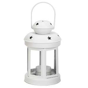 Фонарь со звездами 16,5см белый металл 000000000001219469