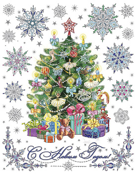 Новогоднее украшение на окно Пушистая елочка Magic Time, 30х38 см, ПВХ 000000000001150294