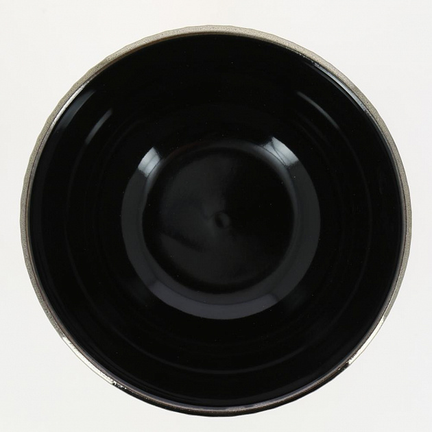 Салатник 13,6см 600мл LUCKY Точки металлическая кайма черный керамика 000000000001211250