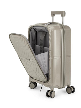 Чемодан на колесах S (36х22х55см) абстракция с дополнительным отделом бежевый PP 000000000001226561
