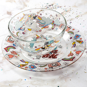 СИМПАТИЯ МИННИ И ЕДИНОРОГ Тарелка десертная 19,6см ОСЗ стекло 000000000001205455