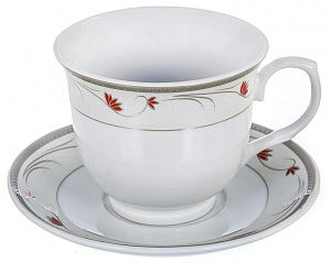 Сервис чайный 13 предметов (чашка 220мл-6шт/блюдце-6шт/чайник 1,2л/металлический стенд) GUTERWAHL подарочная упаковка фарфор 114-17050 000000000001193922