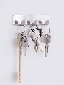 Крючок на липучке 3 крючка 2,5x12x2см DE'NASTIA серый нержавеющая сталь 000000000001212660