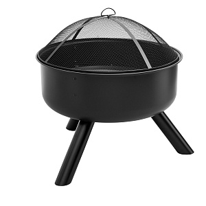 Чаша костровая 75х75х42см с крышкой кочергой решеткой сталь 000000000001218542