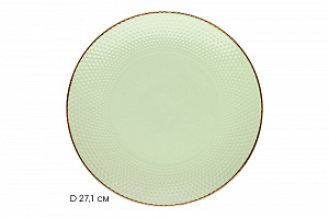 Тарелка обеденная 27,1см LUCKY Точки металлическая кайма мятный керамика 000000000001211240