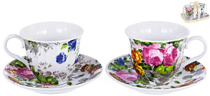 Набор чайный 4шт 2чашки фарфор 220мл/2блюдца Цветение подарочная упаковка Флора Olaff 124-01050 000000000001197816