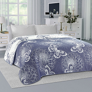 Покрывало 200х240см DE'NASTIA Бабочки 3слоя синее жаккард 55% хлопок 45% полиэстер 000000000001207622