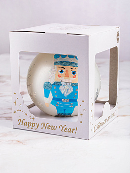 Декоративное украшение Шар №5 D9,5см БИРЮСИНКА Щелкунчик голубой стекло 000000000001207655