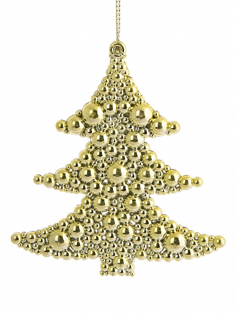Новогоднее подвесное украшение Ёлочка в золоте из полипропилена 9,5x9x0,3см 81957 000000000001201810