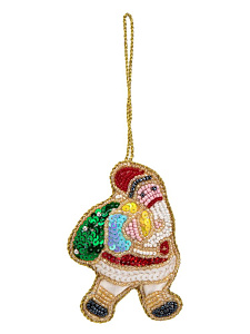 Декоративное украшение 10х6х3см DE'NASTIA Санта с мешком бисер/поролон 000000000001229682