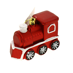 Декоративное украшение 9,5см Паровозик красный пластик PC04172R 000000000001192077