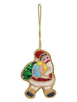 Декоративное украшение 10х6х3см DE'NASTIA Санта с мешком бисер/поролон 000000000001229682