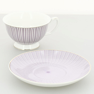 Чайная пара, чашка 200мл+блюдце, подарочная упаковка, Палитра, АРАБЕСКА ПУРПУРНАЯ,149-04035 000000000001183415