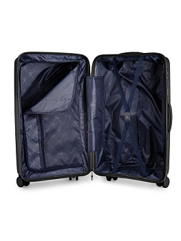 Чемодан на колесах M (42х26х65см) полосы черный PP 000000000001226553