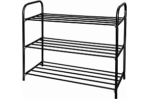 Обувница 3полки 79х33х59см НИКА комфорт разборная черная сталь пластик 000000000001205091