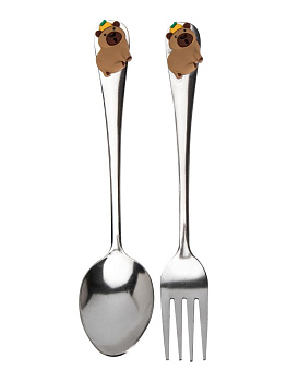 Набор столовых приборов 2 предмета (ложка столовая 17см, вилка столовая 17см) в футляре в ассортименте нержавеющая сталь/полипропилен 000000000001229434