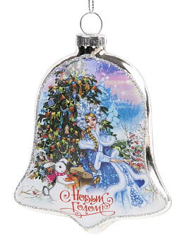 Новогоднее подвесное украшение Снегурочка у ёлки из стекла / 7х1,5х8 см арт.80379 000000000001191410