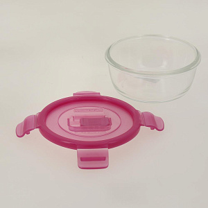 Контейнер стеклян. круглый с розовой крышкой 420мл PURE BOX ACTIVE N0921/P4595 000000000001182544