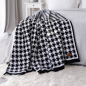 Плед 150x200см DE'NASTIA Гусиные лапки черный/белый акрил 000000000001212168