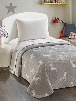 Покрывало DE'NASTIA 150x200 3слоя 55% хлопок, 45% полиэстер жаккард жираф серый U000200 000000000001201609