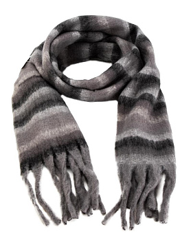 Шарф 40х200см теплый полосы серый полиэстер 000000000001229237