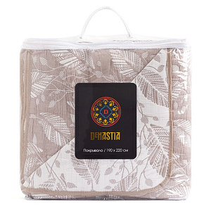 Покрывало 190x220см DE'NASTIA Тропики2 3слоя бежевое жаккард 55%хлопок 45%полиэстер 000000000001212608