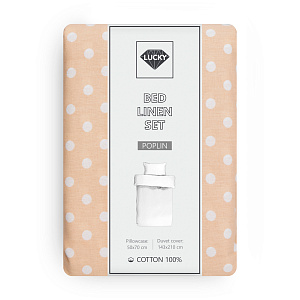 Комплект постельного белья 1,5сп LUCKY (пододеяльник, наволочка 50х70см-1шт) горошек бежевый поплин хлопок 100% 000000000001217152