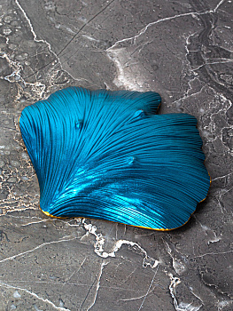 Блюдо сервировочное 25см EFE GLASS Ракушка золотая кайма синий стекло 000000000001213515