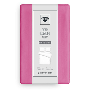 Комплект постельного белья Евро 70х70см-2шт LUCKY фуксия страйп-сатин хлопок 000000000001218153