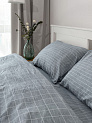 Комплект постельного белья 2сп DE'NASTIA (пододеяльник 175х210см, простыня 215х240см, наволочки 50x70см-2шт) Идиллия Полоска/Клетка серый жатый хлопок 000000000001227512
