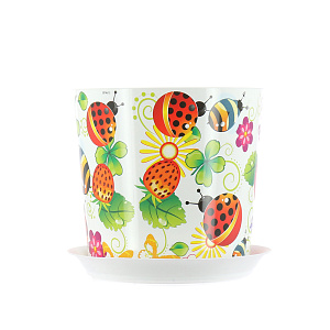 Кашпо с поддоном Божьи Коровки Деко Idea, 1.2л, 12.5 см 000000000001129822