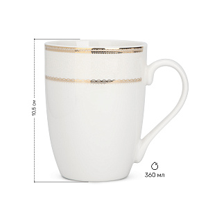 Кружка 360мл Анжелика с золотом фарфор 000000000001219763